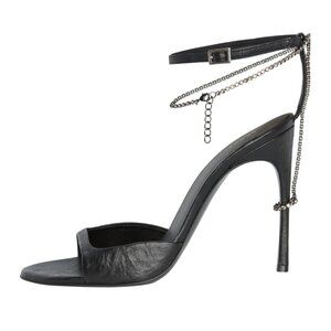 Kendall Miles Crinkle Black Leather Halo Heel